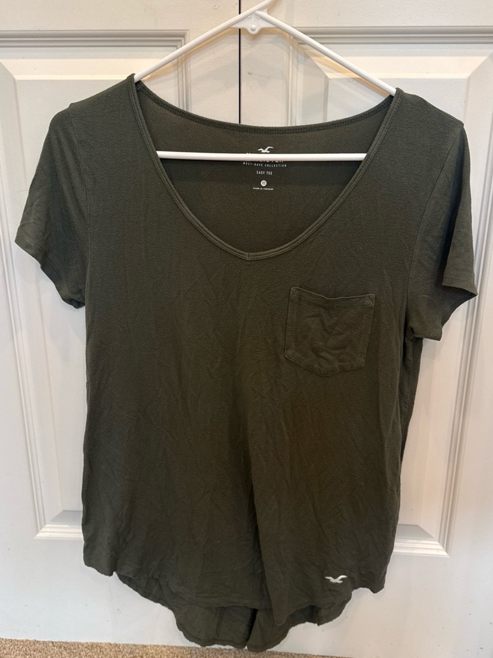 Hollister Olive Green V-Neck Pocket Tee